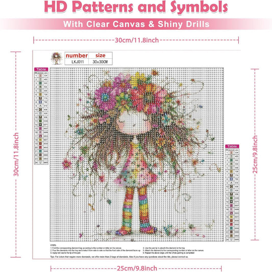 Diamond Art Kits for Adults, DIY Diamond Painting Whimsical, round Full Drill, 5D Flower Diamonds Dots Sticker Painting, Mosaic Gem Arts Craft for Home Wall Decor 30X30Cm