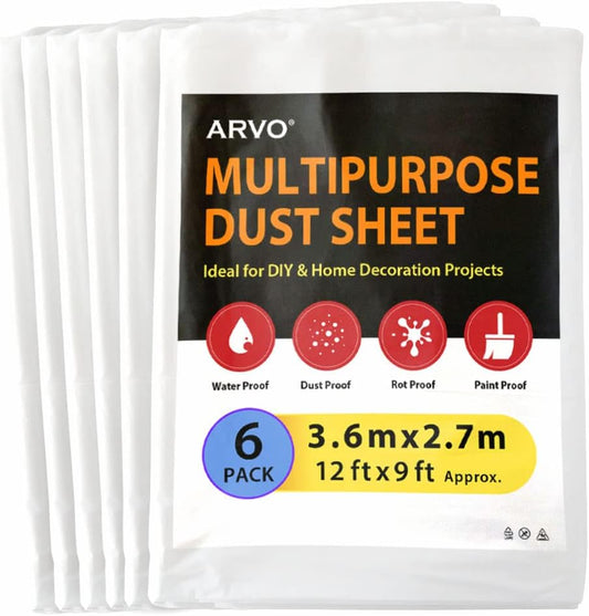 6 Pack Extra Large Plastic Dust Sheets for Decorating