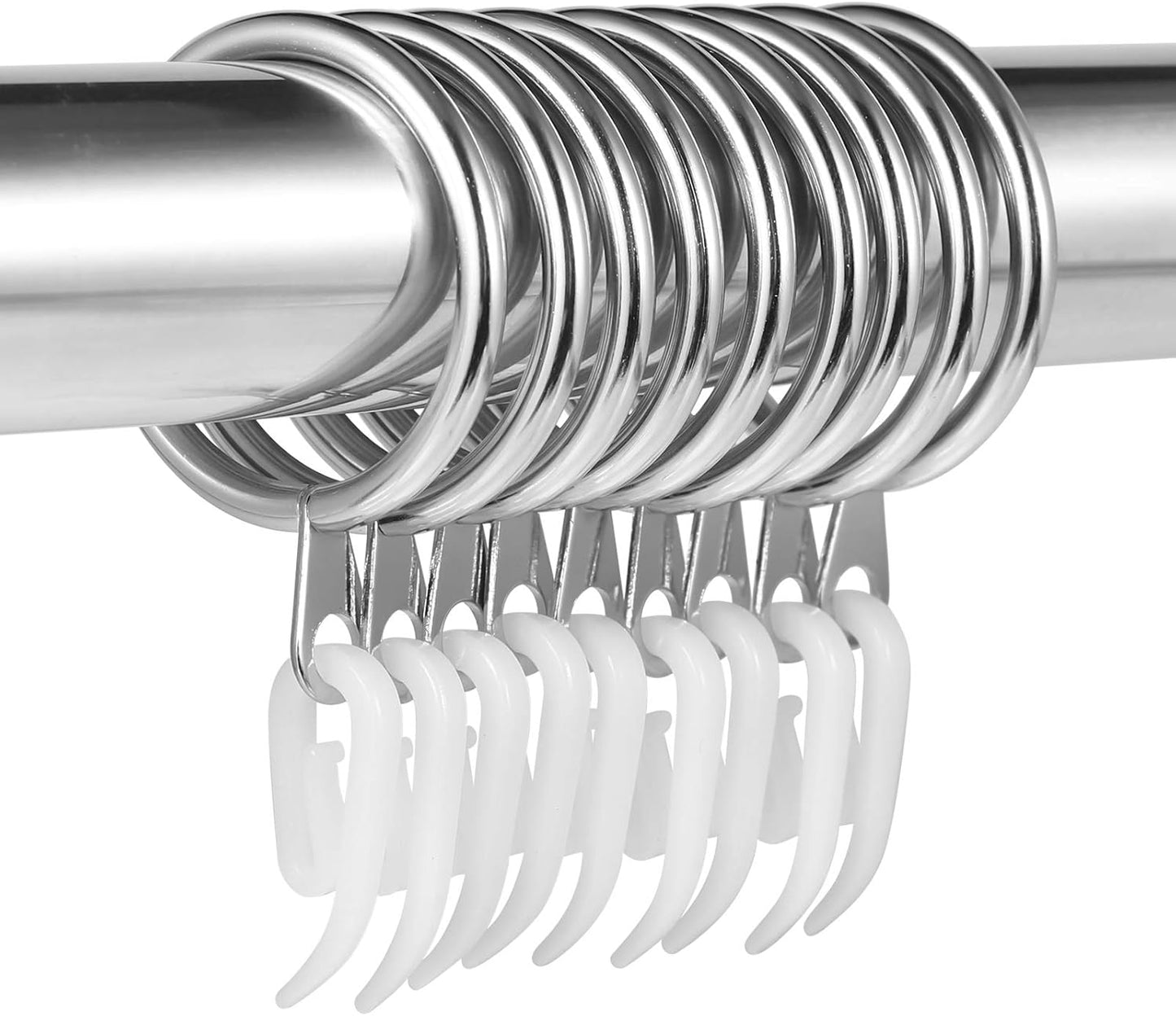 20 Pack Metal Curtain Rings with Plastic Curtain Hooks